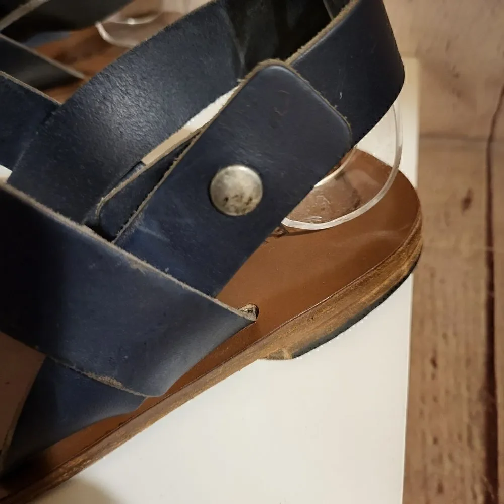 Everlane Black Leather Strappy Flat Slingback Sandals Made in Italy Sz.6.5M $165